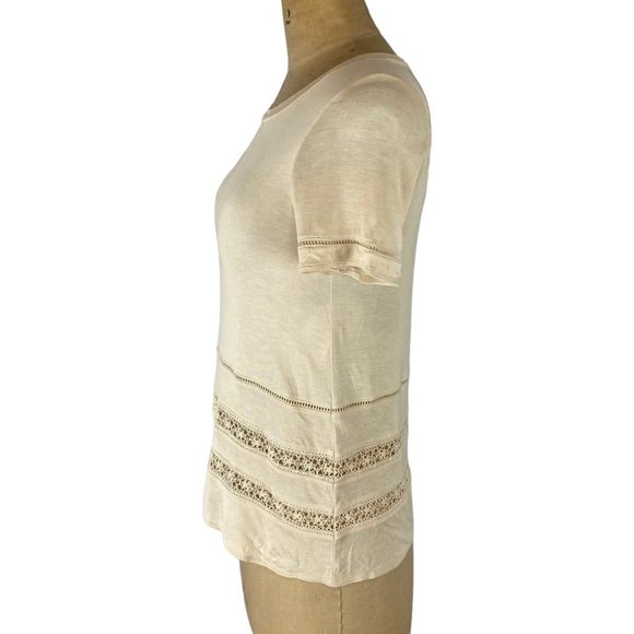 Wilfred (Aritzia) Cream Reve Crochet Detail T-Shirt Size XS - Picture 6 of 10